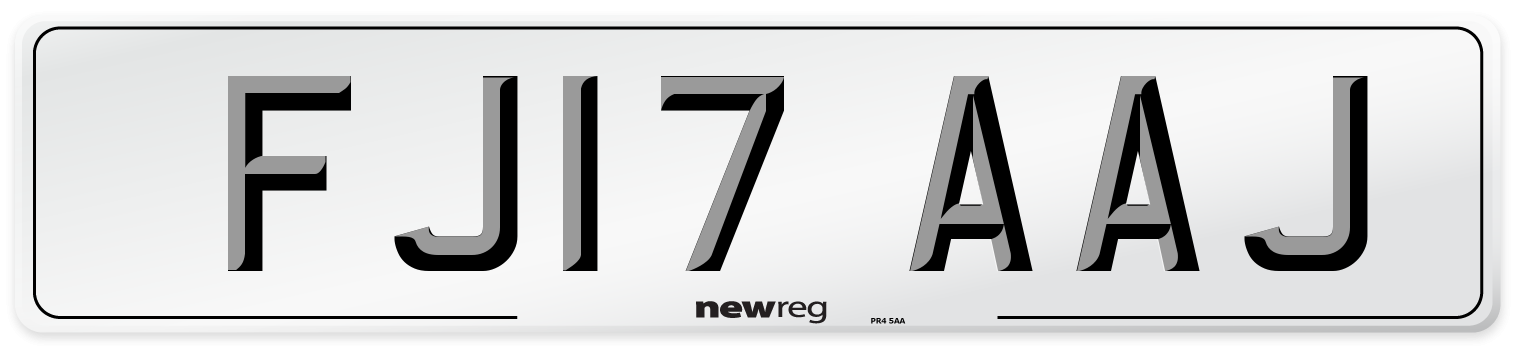 FJ17 AAJ Number Plate from New Reg